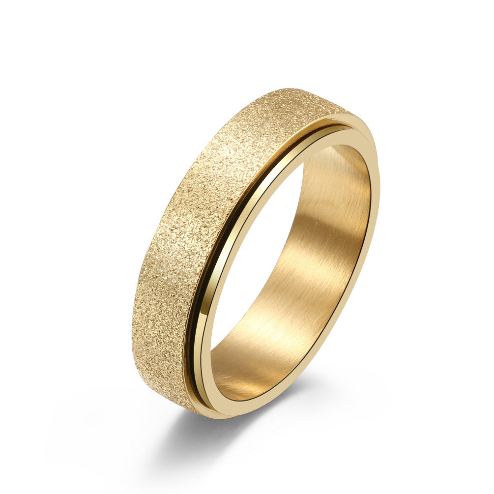 Wholesale Unisex simple frosted pearl sand rotatable titanium steel ring
